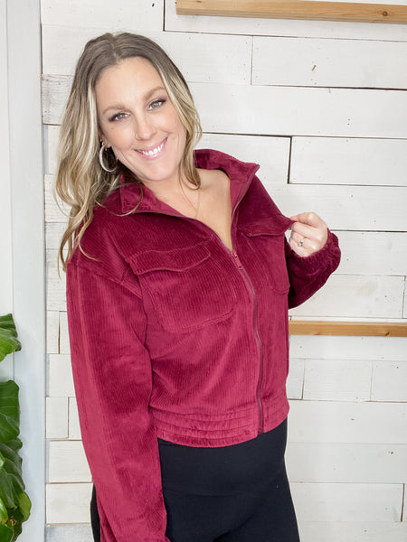 Cordurory Mock Jacket Burgundy