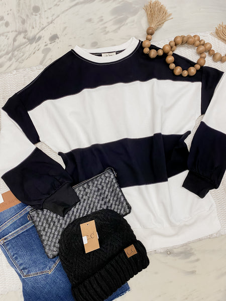 Striped French Terry Pullover