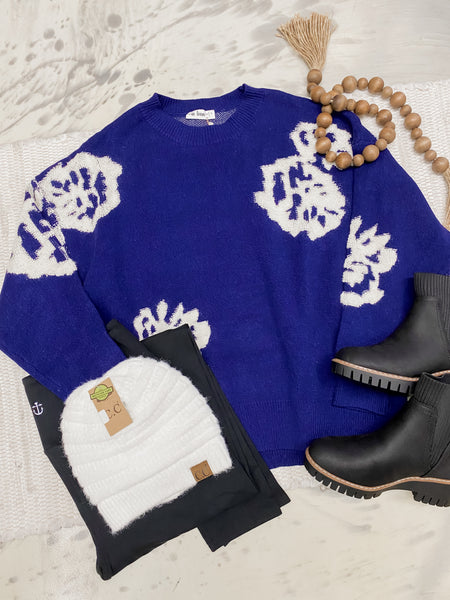 Intarsia Floral Knitted Sweater