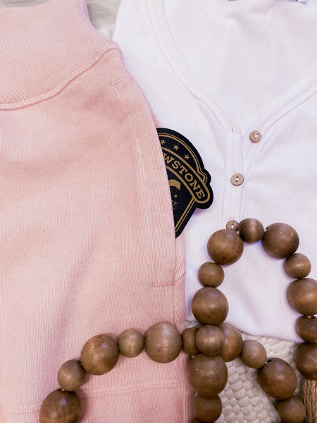 Rib Brushed Jogger in Blush