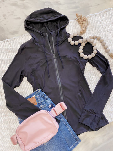 Rae Mode Butter Jacket with Hood in Black