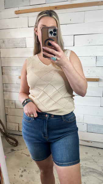 Judy Blue 2 Button Mid Length Dad Shorts