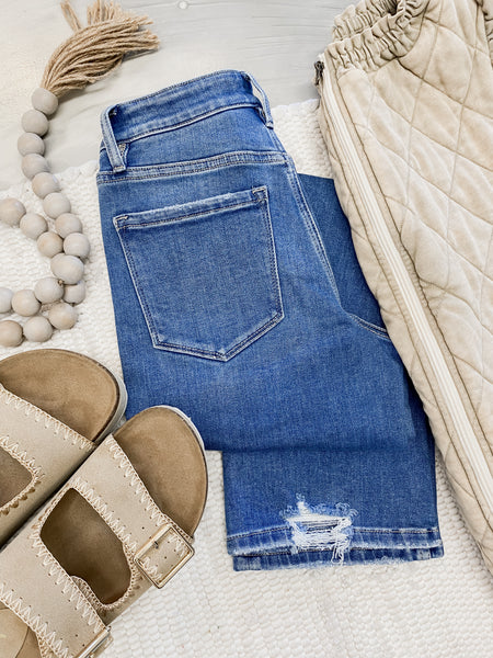 Flying Monkey High Rise Ankle Straight w/ Distressed Hem Disco Ball