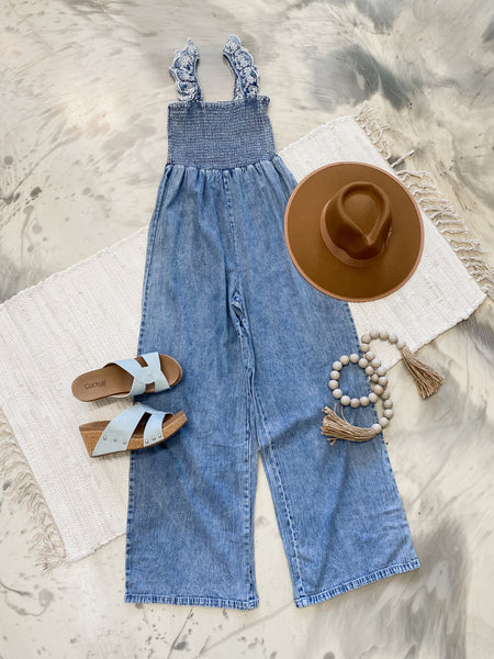 Smoking Washed Denim Overalls