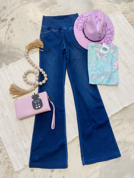 Denim V Waist Flared Pant