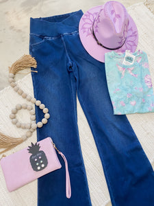 Denim V Waist Flared Pant
