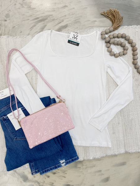 Michelle Mae Alyssa Long Sleeve Top White