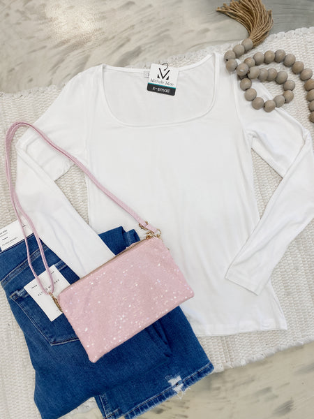 Michelle Mae Alyssa Long Sleeve Top White