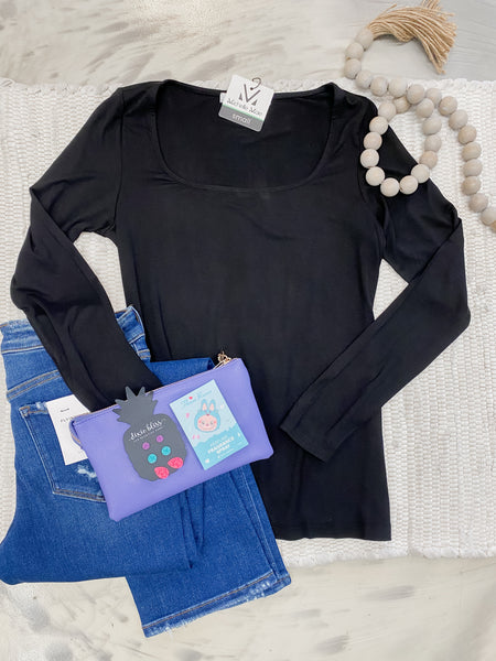 Michelle Mae Alyssa Long Sleeve Top Black