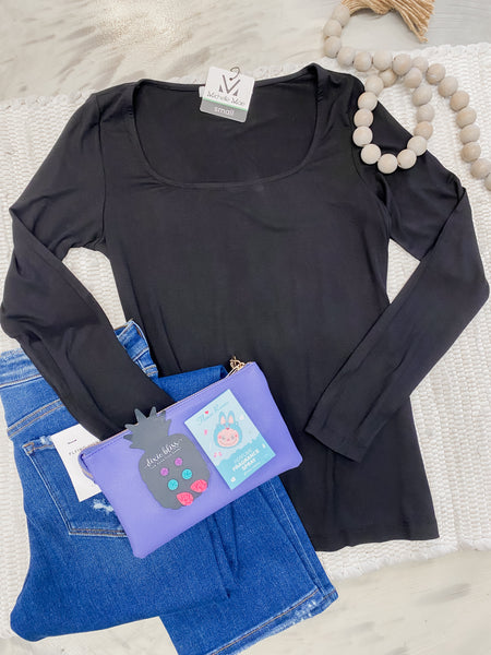 Michelle Mae Alyssa Long Sleeve Top Black