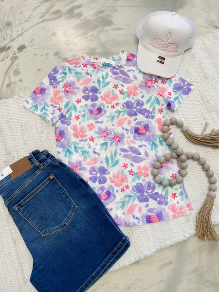 Lavendar Floral Mesh Top