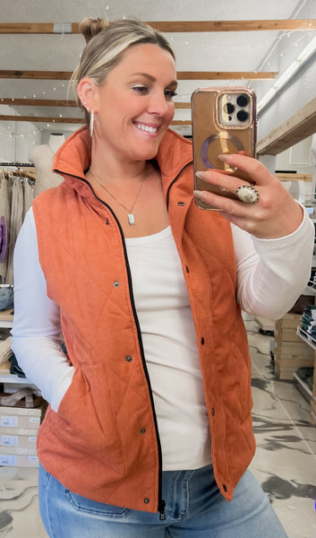 Michelle Mae Corduroy Vest in Pumpkin