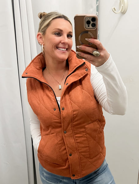Michelle Mae Corduroy Vest in Pumpkin