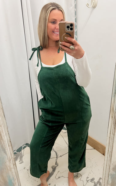 Black Out Friday Fleece Jumpsuit in Forest
