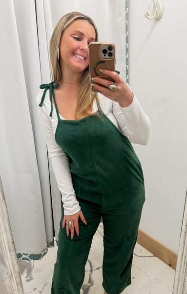 Black Out Friday Fleece Jumpsuit in Forest