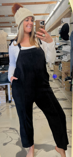 Black Out Friday Fleece Jumpsuit in Black