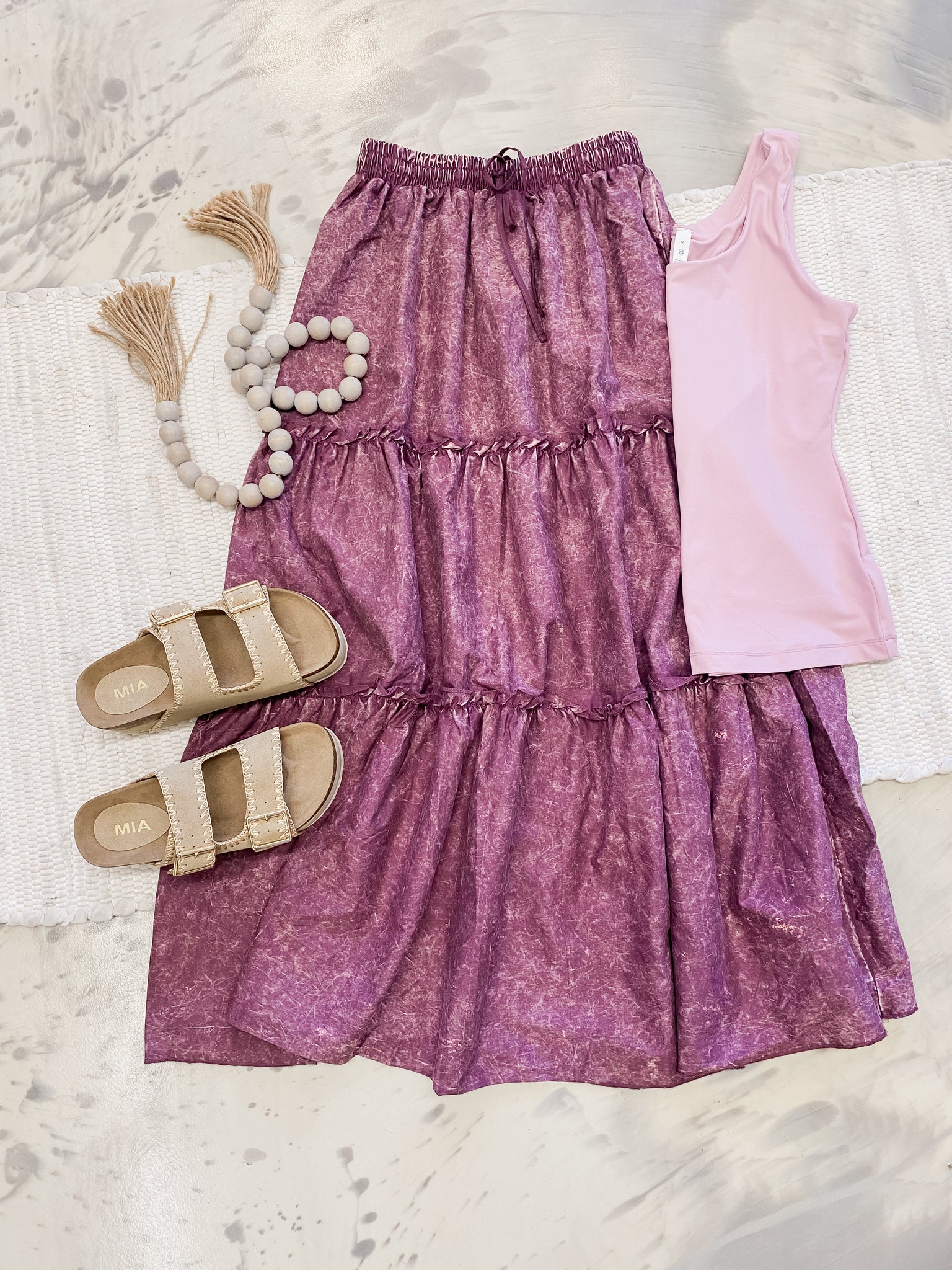 Black Out Friday Acid Wash Skirt in Eggplant