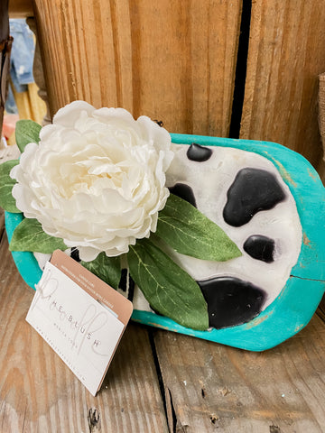 Blushing Poodle Cow Print Dough Bowl Candles