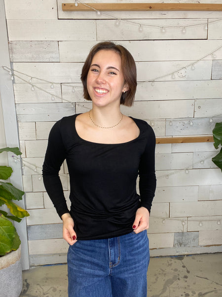 Michelle Mae Alyssa Long Sleeve Top Black