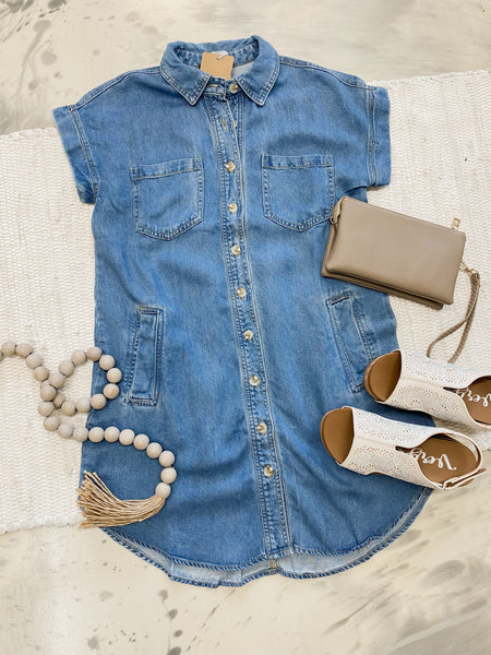 Collared Chambray Dress