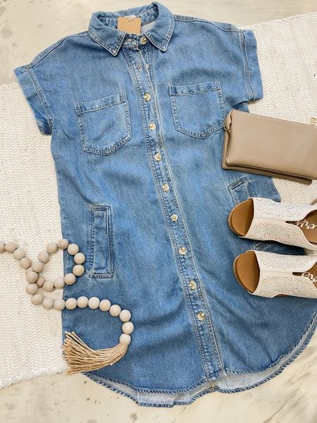 Collared Chambray Dress