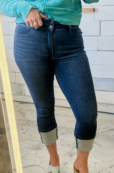Judy Blue HW Double Waist Band Capri