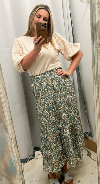 Floral Pleated Skirts