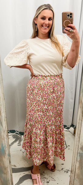 Floral Pleated Skirts