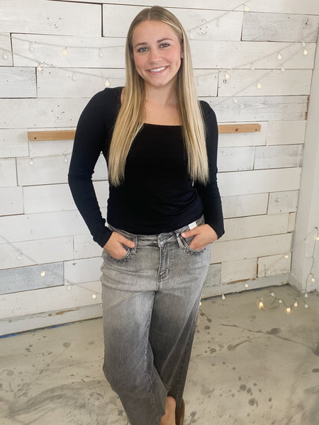 Judy Blue HW Vintage Grey Wash Crop Wide