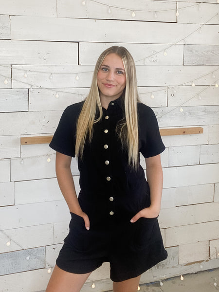Rae Mode Cotton Romper Black