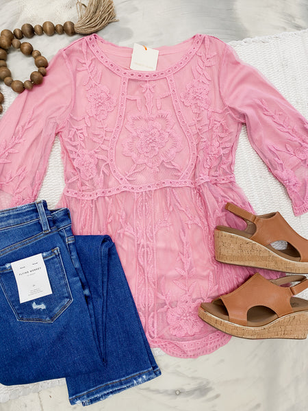 Rose Embroidered Lace Top