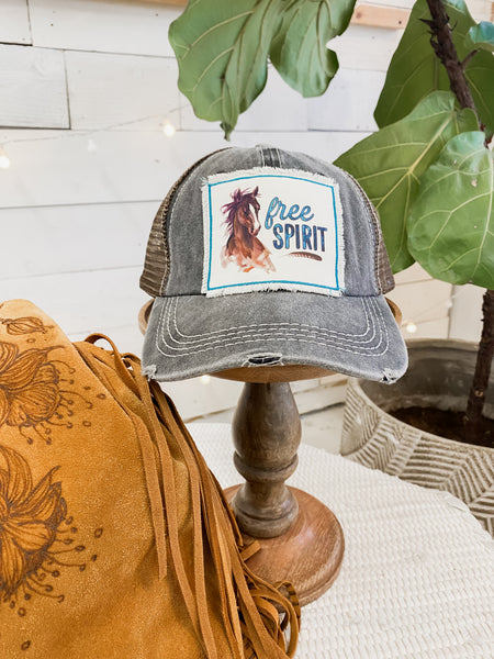 Free Spirit Distressed Trucker Hat