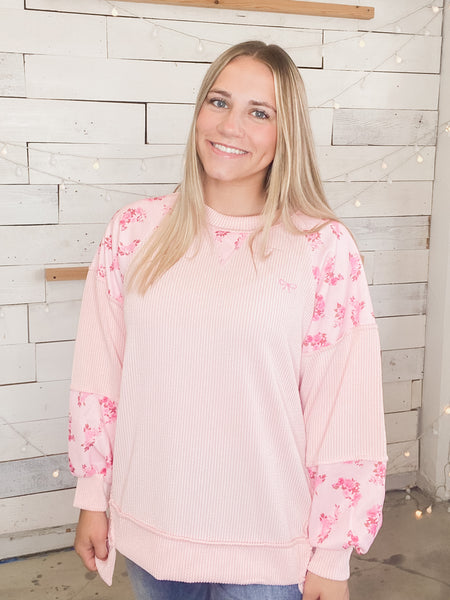 Pretty in Pink Floral Crew