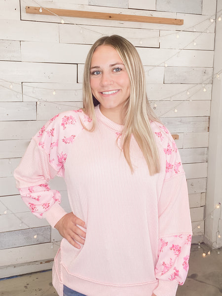 Pretty in Pink Floral Crew