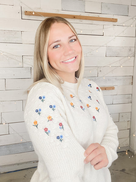 Micro Flower Sweater Ivory