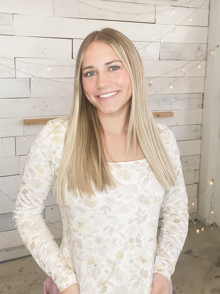 Michelle Mae Alyssa Long Sleeve Top Blush Floral