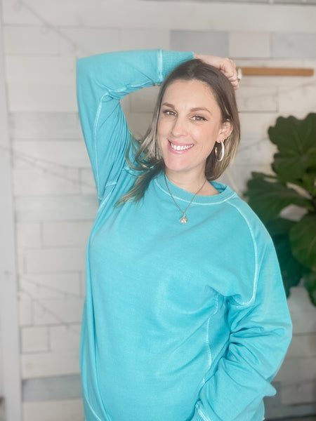 Bountiful Basic Pullover in Turquoise