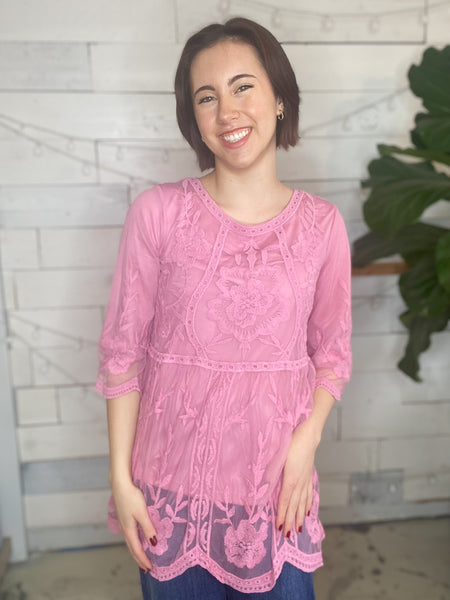 Rose Embroidered Lace Top