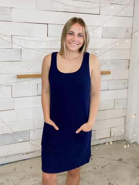 Rory Ribbed Jumper Dress Navy