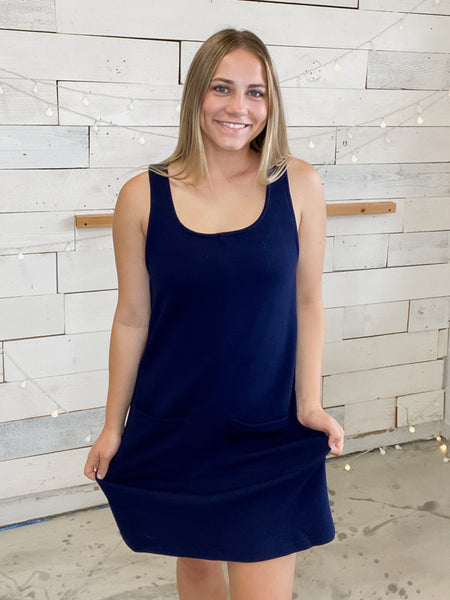 Rory Ribbed Jumper Dress Navy