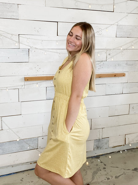 Michelle Mae Beverly Button Dress Yellow