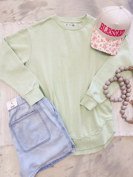 Vintage Wash Pullover Spring Leaf