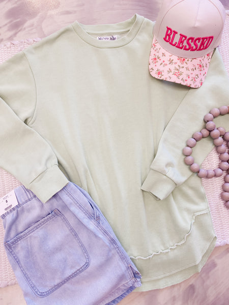 Vintage Wash Pullover Spring Leaf