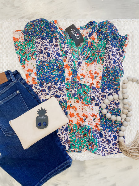 Flutter Foral in Teal