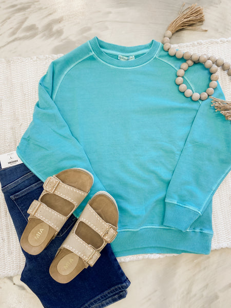 Bountiful Basic Pullover in Turquoise