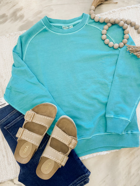 Bountiful Basic Pullover in Turquoise