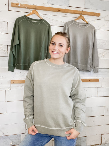 Bountiful Basic Pullover Lt. Olive