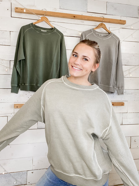 Bountiful Basic Pullover Lt. Olive
