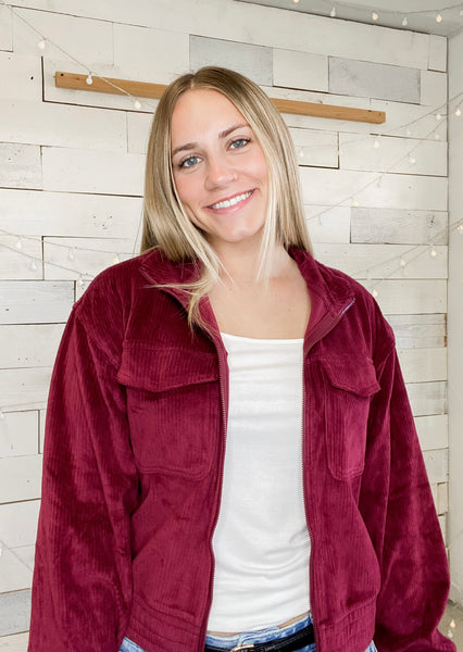 Cordurory Mock Jacket Burgundy