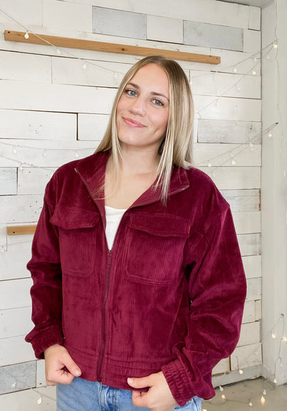 Cordurory Mock Jacket Burgundy